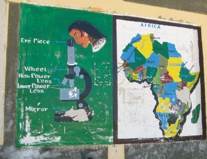 Foto (kleur) schoolbord in Afrika