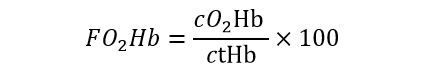Formule: FO2Hb is de hoeveelheid O2Hb in relatie tot de totale hoeveelheid Hb